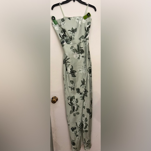 bhldn avianna stretch satin strapless side slit maxi dress BHLDN Avianna Stretch Satin Strapless Side-Slit Maxi Dress